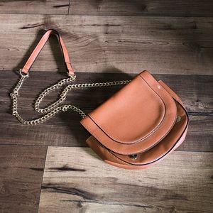 Tan and gold crossbody